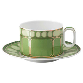Signum Teetasse mit Untertasse aus Porzellan, grün Signum Teetasse mit Untertasse aus Porzellan, grün