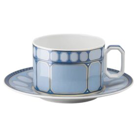 Signum Teetasse mit Untertasse aus Porzellan, blau