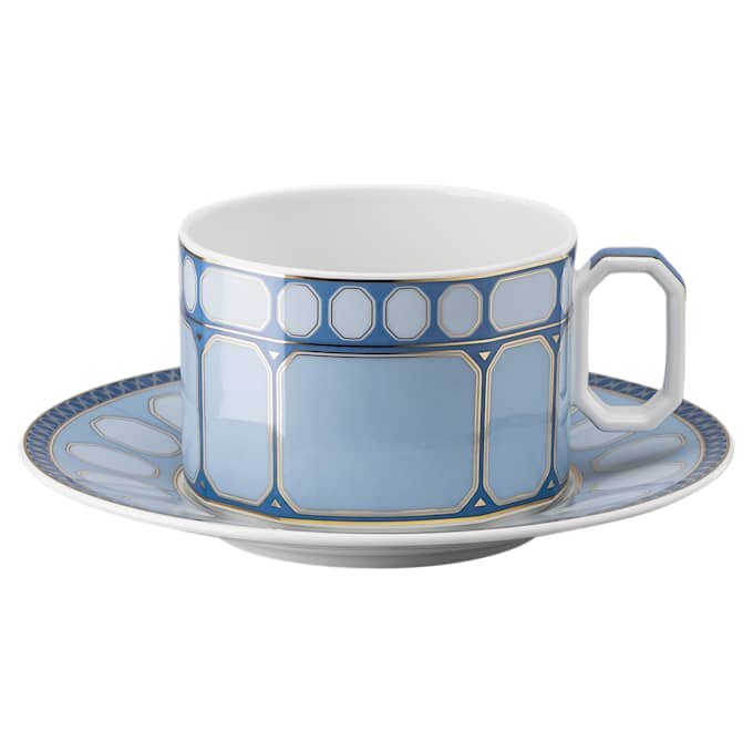 Signum Teetasse mit Untertasse aus Porzellan, blau Signum Teetasse mit Untertasse aus Porzellan, blau