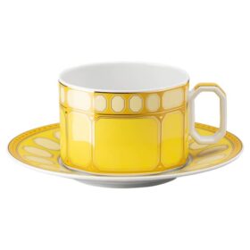 Signum Teetasse mit Untertasse aus Porzellan, gelb