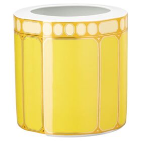 Signum-Vase aus Porzellan, breit, gelb