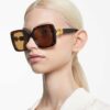 Sonnenbrille, übergross, quadratische Form, SK6001, braun