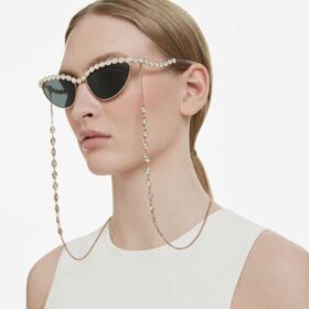 Sonnenbrille in Cat-Eye-Form, mit Kette, grau