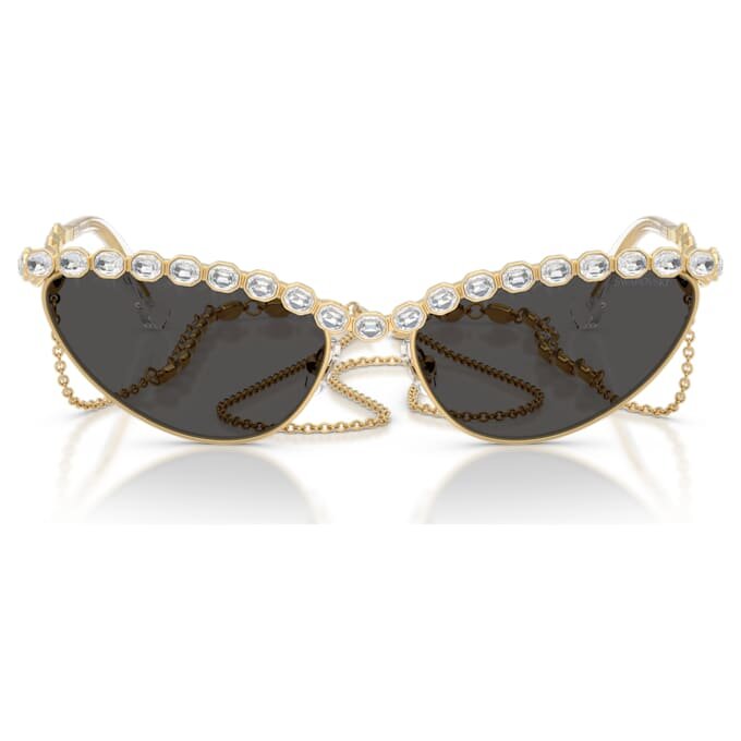 Sonnenbrille in Cat-Eye-Form, mit Kette, grau Sonnenbrille in Cat-Eye-Form, mit Kette, grau