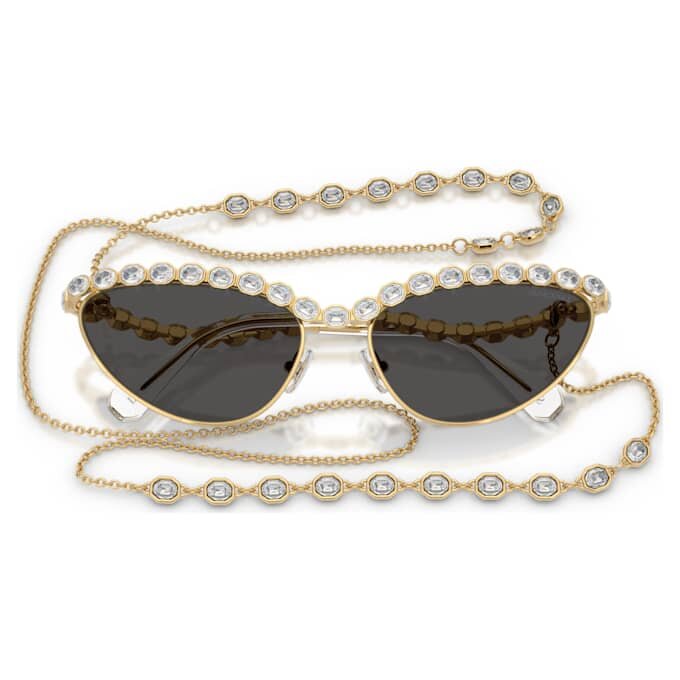 Sonnenbrille in Cat-Eye-Form, mit Kette, grau Sonnenbrille in Cat-Eye-Form, mit Kette, grau