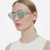Sonnenbrille in Cat-Eye-Form, silberfarben Sonnenbrille in Cat-Eye-Form, silberfarben