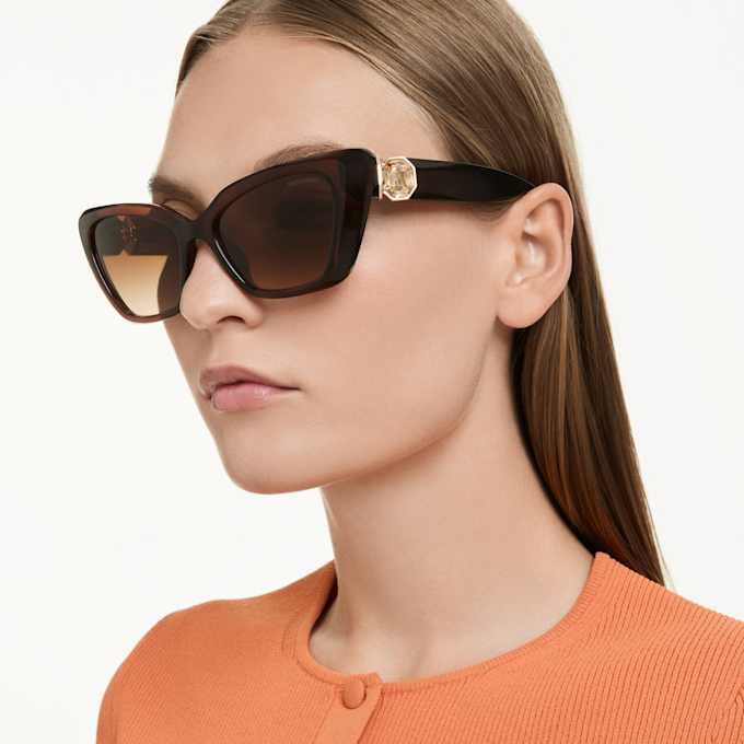 Sonnenbrille in Cat-Eye-Form, Sk6047, Dunkelbraun Sonnenbrille in Cat-Eye-Form, Sk6047, Dunkelbraun