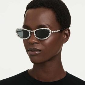 Sonnenbrille in ovaler Form, 2-in-1-Aufsteckbrille, Sk7044, silberfarben