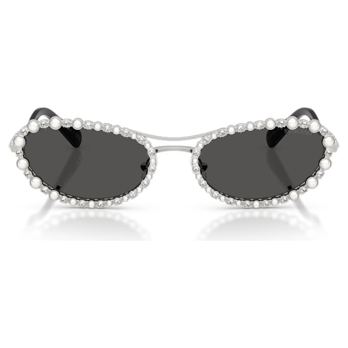 Sonnenbrille in ovaler Form, 2-in-1-Aufsteckbrille, Sk7044, silberfarben Sonnenbrille in ovaler Form, 2-in-1-Aufsteckbrille, Sk7044, silberfarben
