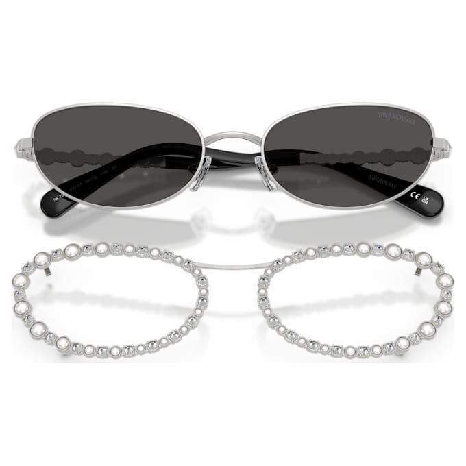Sonnenbrille in ovaler Form, 2-in-1-Aufsteckbrille, Sk7044, silberfarben Sonnenbrille in ovaler Form, 2-in-1-Aufsteckbrille, Sk7044, silberfarben
