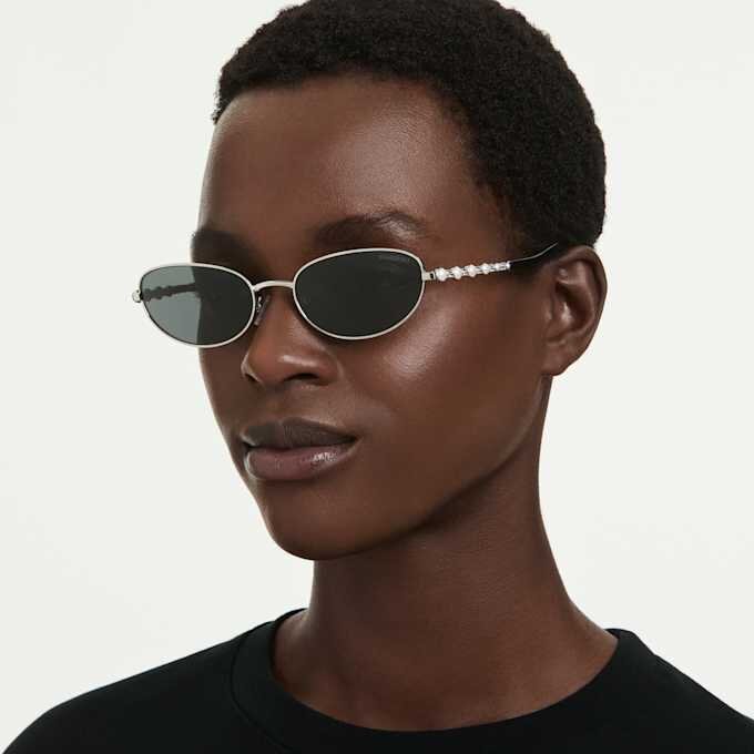 Sonnenbrille in ovaler Form, 2-in-1-Aufsteckbrille, Sk7044, silberfarben Sonnenbrille in ovaler Form, 2-in-1-Aufsteckbrille, Sk7044, silberfarben