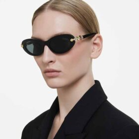 Sonnenbrille, ovale Form, schwarz
