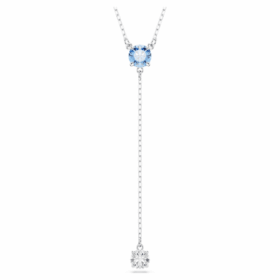 Stilla Attract Y-Halskette mit rundem Schliff, blau, rhodiniert