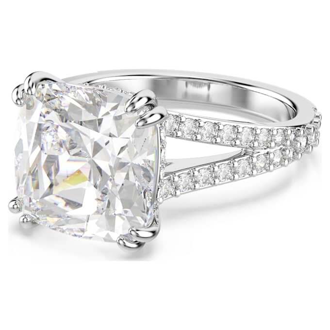 Stilla Cocktailring, quadratischer Schliff, Pavé, weiss, rhodiniert Stilla Cocktailring, quadratischer Schliff, Pavé, weiss, rhodiniert