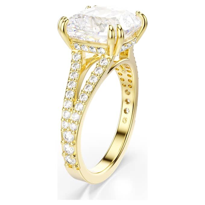 Stilla Cocktailring, quadratischer Schliff, Pavé, weiss, vergoldet Stilla Cocktailring, quadratischer Schliff, Pavé, weiss, vergoldet