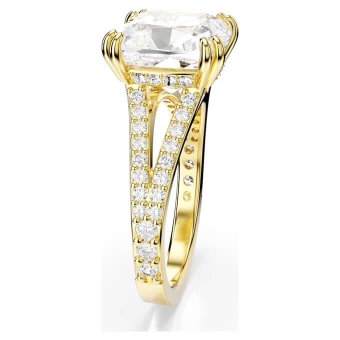 Stilla Cocktailring, quadratischer Schliff, Pavé, weiss, vergoldet Stilla Cocktailring, quadratischer Schliff, Pavé, weiss, vergoldet