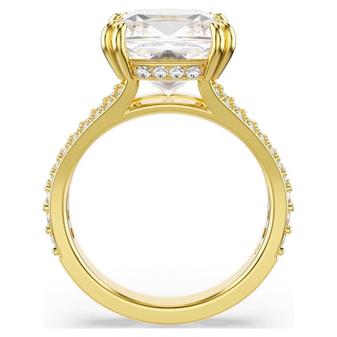 Stilla Cocktailring, quadratischer Schliff, Pavé, weiss, vergoldet Stilla Cocktailring, quadratischer Schliff, Pavé, weiss, vergoldet