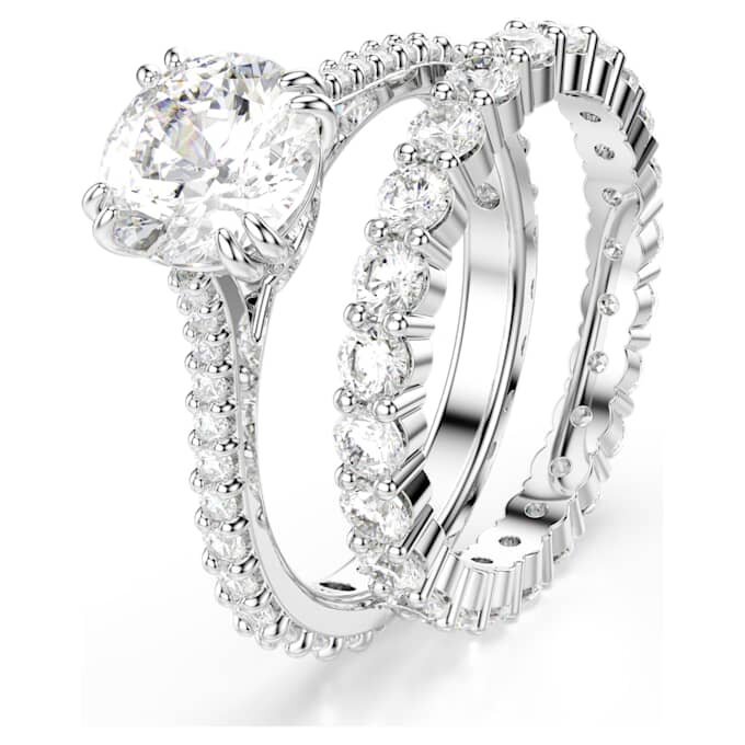Stilla-Ring-Set (2), Rundschliff, weiss, rhodiniert Stilla-Ring-Set (2), Rundschliff, weiss, rhodiniert