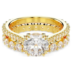 Stilla-Ring-Set (2), Rundschliff, weiss, vergoldet Stilla-Ring-Set (2), Rundschliff, weiss, vergoldet