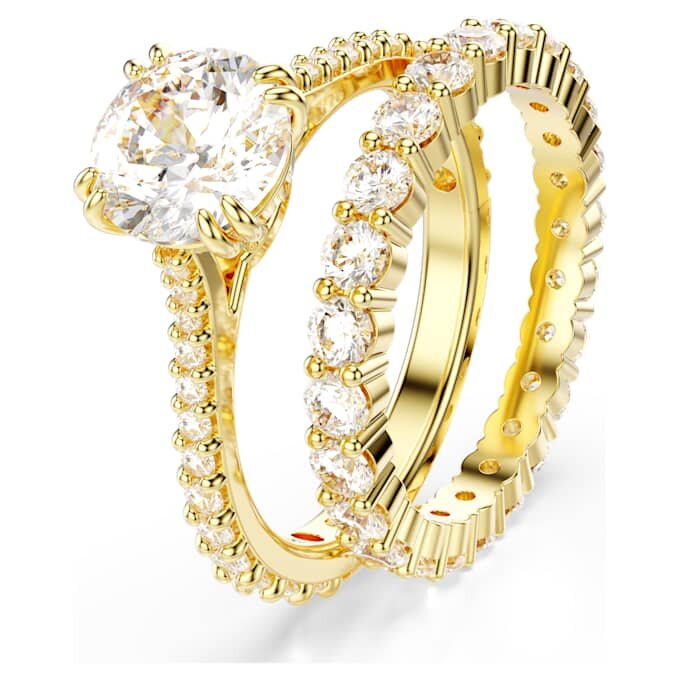 Stilla-Ring-Set (2), Rundschliff, weiss, vergoldet Stilla-Ring-Set (2), Rundschliff, weiss, vergoldet