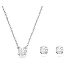 Stilla-Set mit Rundschliff, weiss, rhodiniert