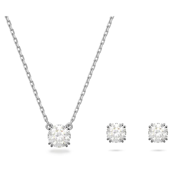 Stilla-Set mit Rundschliff, weiss, rhodiniert Stilla-Set mit Rundschliff, weiss, rhodiniert
