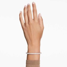 Sublima-Armreif «Snow Pavé», weiss, roségoldfarben plattiert
