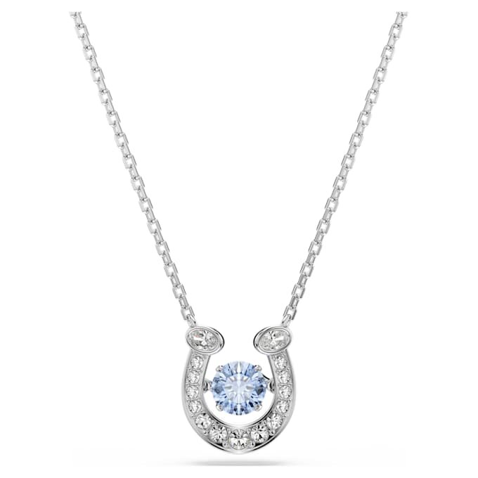 Symbolica-Anhänger, Rundschliff, Pavé, Hufeisen, blau, rhodiniert Symbolica-Anhänger, Rundschliff, Pavé, Hufeisen, blau, rhodiniert