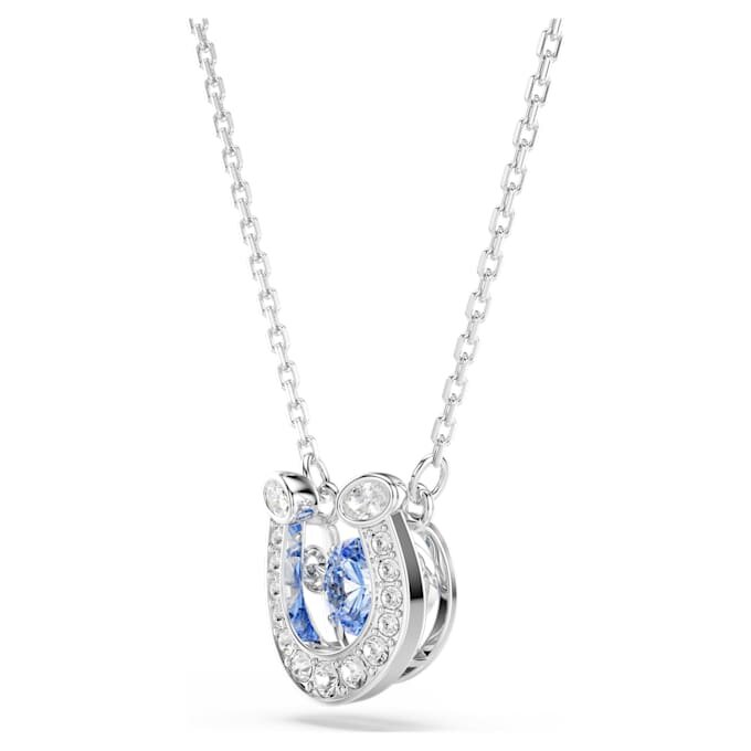 Symbolica-Anhänger, Rundschliff, Pavé, Hufeisen, blau, rhodiniert Symbolica-Anhänger, Rundschliff, Pavé, Hufeisen, blau, rhodiniert