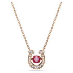 Symbolica-Anhänger, Rundschliff, Pavé, Hufeisen, rot, roségoldfarben vergoldet Symbolica-Anhänger, Rundschliff, Pavé, Hufeisen, rot, roségoldfarben vergoldet