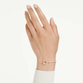 Symbolica Armreif Pavé, Hufeisen, weiss, roségoldfarben plattiert