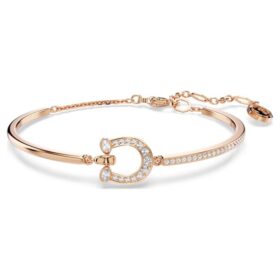 Symbolica Armreif Pavé, Hufeisen, weiss, roségoldfarben plattiert