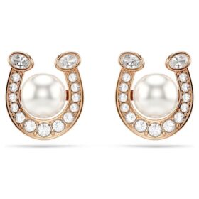 Symbolica Ohrringe mit Kristallperle, Pavé, Hufeisen, weiss, roségoldfarben vergoldet Symbolica Ohrringe mit Kristallperle, Pavé, Hufeisen, weiss, roségoldfarben vergoldet