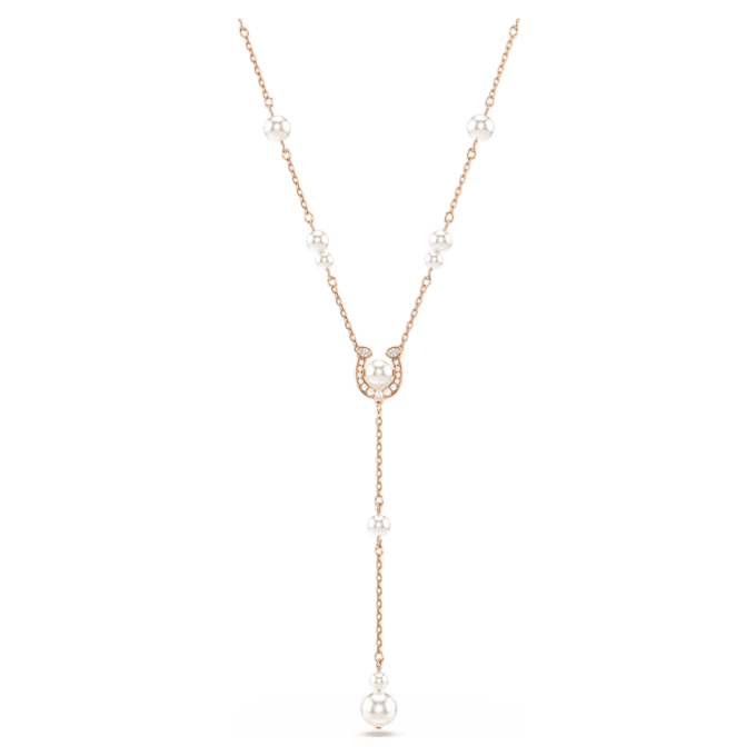 Symbolica Y-Halskette mit Kristallperle, Pavé, Hufeisen, weiss, roségoldfarben plattiert Symbolica Y-Halskette mit Kristallperle, Pavé, Hufeisen, weiss, roségoldfarben plattiert