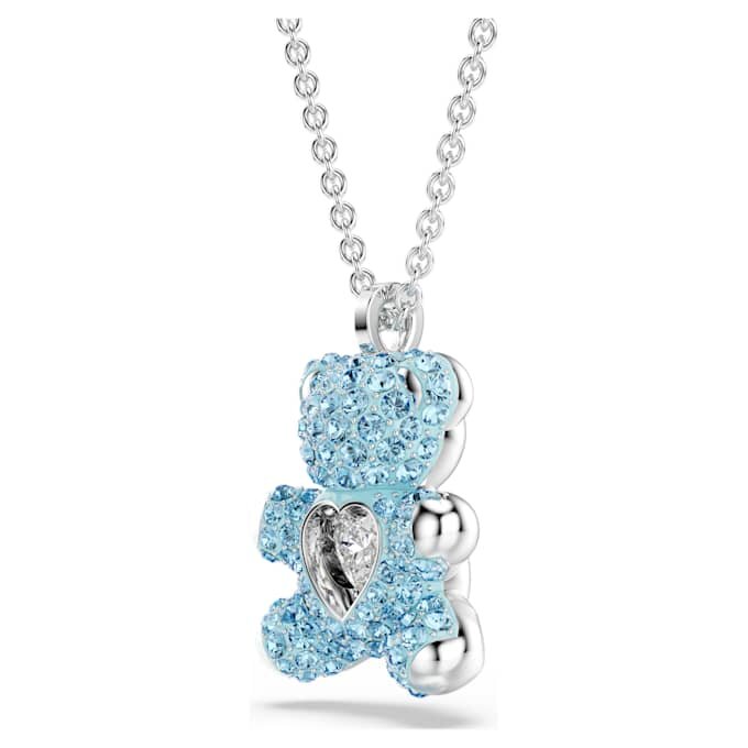 Teddy-Anhänger, blau, rhodiniert Teddy-Anhänger, blau, rhodiniert