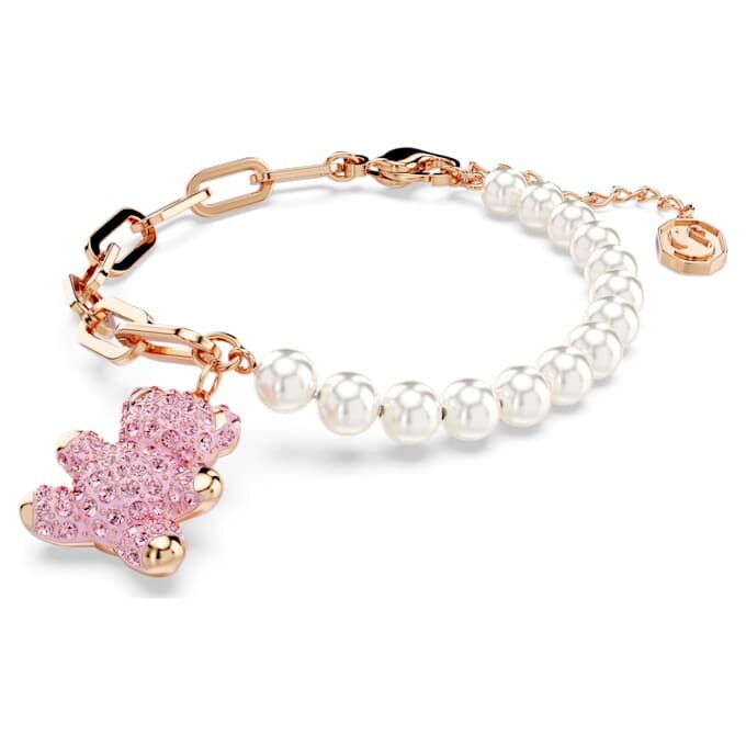 Teddy-Armband mit Kristallperle, Bär, rosa, roségoldfarben plattiert Teddy-Armband mit Kristallperle, Bär, rosa, roségoldfarben plattiert