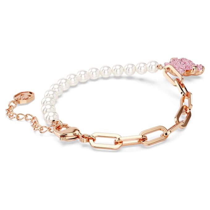 Teddy-Armband mit Kristallperle, Bär, rosa, roségoldfarben plattiert Teddy-Armband mit Kristallperle, Bär, rosa, roségoldfarben plattiert