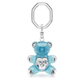 Teddy-Schlüsselanhänger, blau, rhodiniert