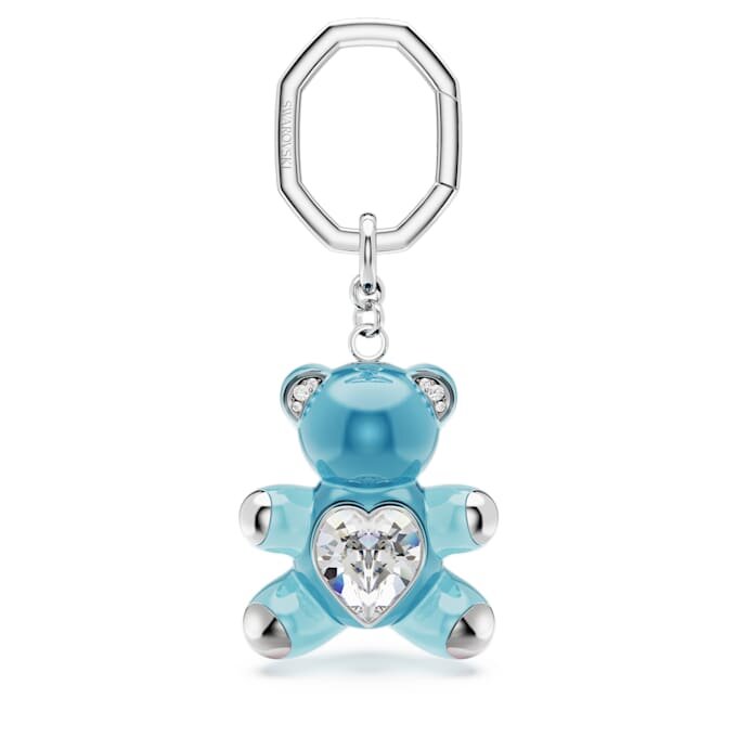 Teddy-Schlüsselanhänger, blau, rhodiniert Teddy-Schlüsselanhänger, blau, rhodiniert