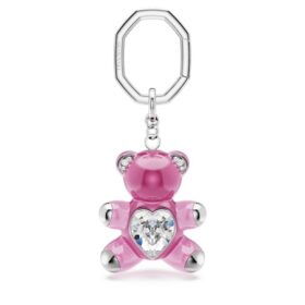 Teddy-Schlüsselanhänger, rosa, rhodiniert