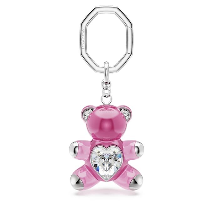 Teddy-Schlüsselanhänger, rosa, rhodiniert Teddy-Schlüsselanhänger, rosa, rhodiniert