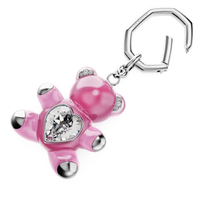 Teddy-Schlüsselanhänger, rosa, rhodiniert Teddy-Schlüsselanhänger, rosa, rhodiniert