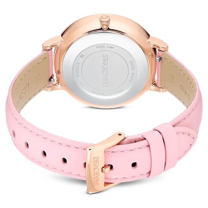 Teddy-Uhr Swiss Made, Lederarmband, rosa, roségoldfarben Teddy-Uhr Swiss Made, Lederarmband, rosa, roségoldfarben