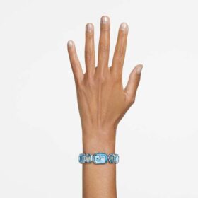 Uhr mit achtkantigem Armband, blau, Edelstahl Uhr mit achtkantigem Armband, blau, Edelstahl