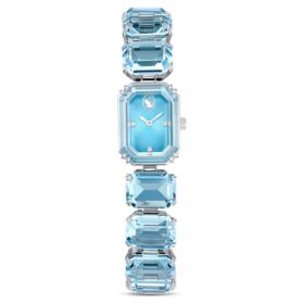 Uhr mit achtkantigem Armband, blau, Edelstahl Uhr mit achtkantigem Armband, blau, Edelstahl