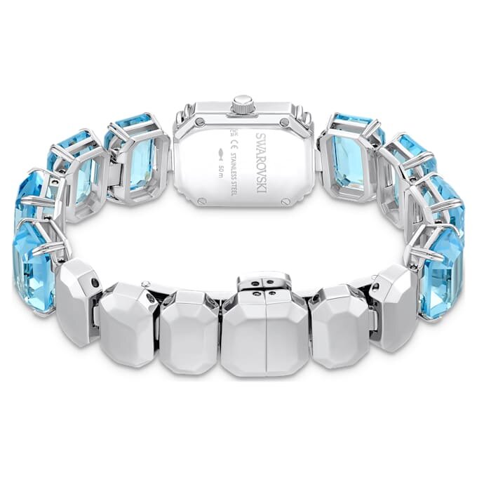 Uhr mit achtkantigem Armband, blau, Edelstahl Uhr mit achtkantigem Armband, blau, Edelstahl