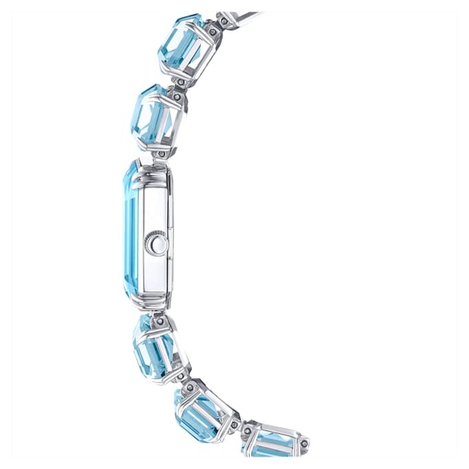 Uhr mit achtkantigem Armband, blau, Edelstahl Uhr mit achtkantigem Armband, blau, Edelstahl