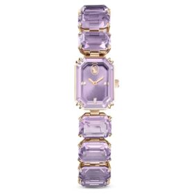 Uhr mit achtkantigem Armband, lila, champagnerfarbene Gold-PVD-Beschichtung Uhr mit achtkantigem Armband, lila, champagnerfarbene Gold-PVD-Beschichtung
