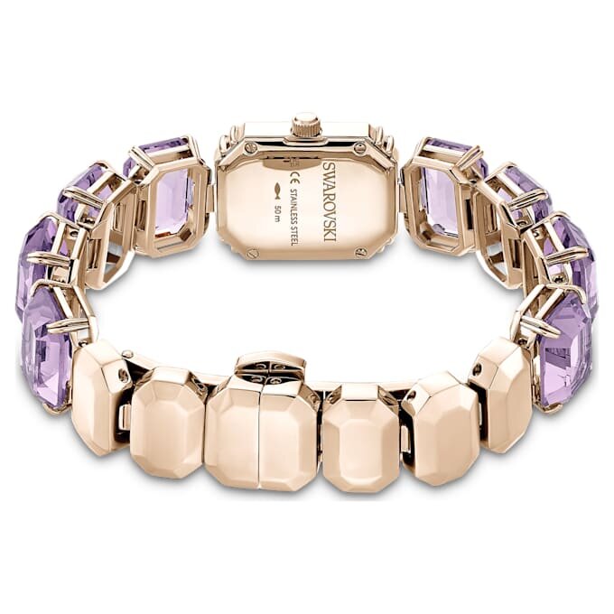 Uhr mit achtkantigem Armband, lila, champagnerfarbene Gold-PVD-Beschichtung Uhr mit achtkantigem Armband, lila, champagnerfarbene Gold-PVD-Beschichtung
