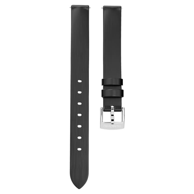 Uhrenarmband 12 mm (0.47″) breit, Leder, schwarz, Edelstahl Uhrenarmband 12 mm (0.47″) breit, Leder, schwarz, Edelstahl